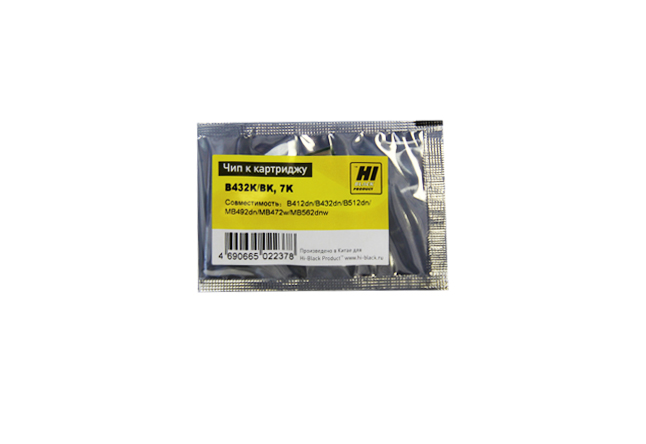 Чип Hi-Black картриджа (45807106) для Oki B412/ B432/ B512/ MB472/ MB492/ MB562, чёрный (7000 стр.)