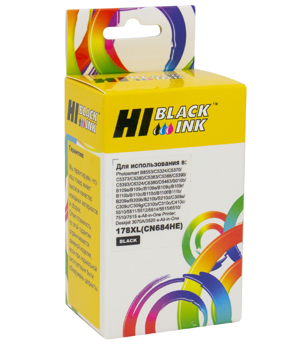 Картридж Hi-Black (HB-CN684HE) для HP Photosmart C5383/ C6383/ B8553/ D5463, №178XL, чёрный