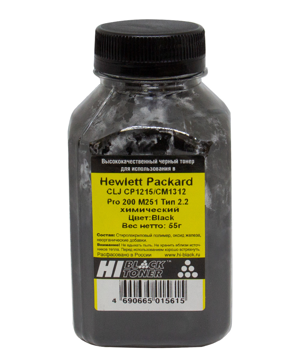 Тонер Hi-Black (CB540A) для HP CLJ CP1215/ CM1312/ Pro 200 M251, Тип 2.2, химический, чёрный (55 гр.)