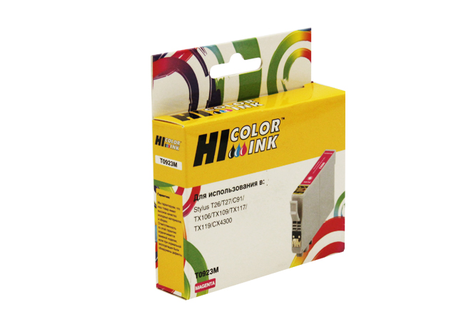 Картридж Hi-Black (HB-T0923) для Epson Stylus C91/ CX4300/ T26/ TX106/ TX109, пурпурный