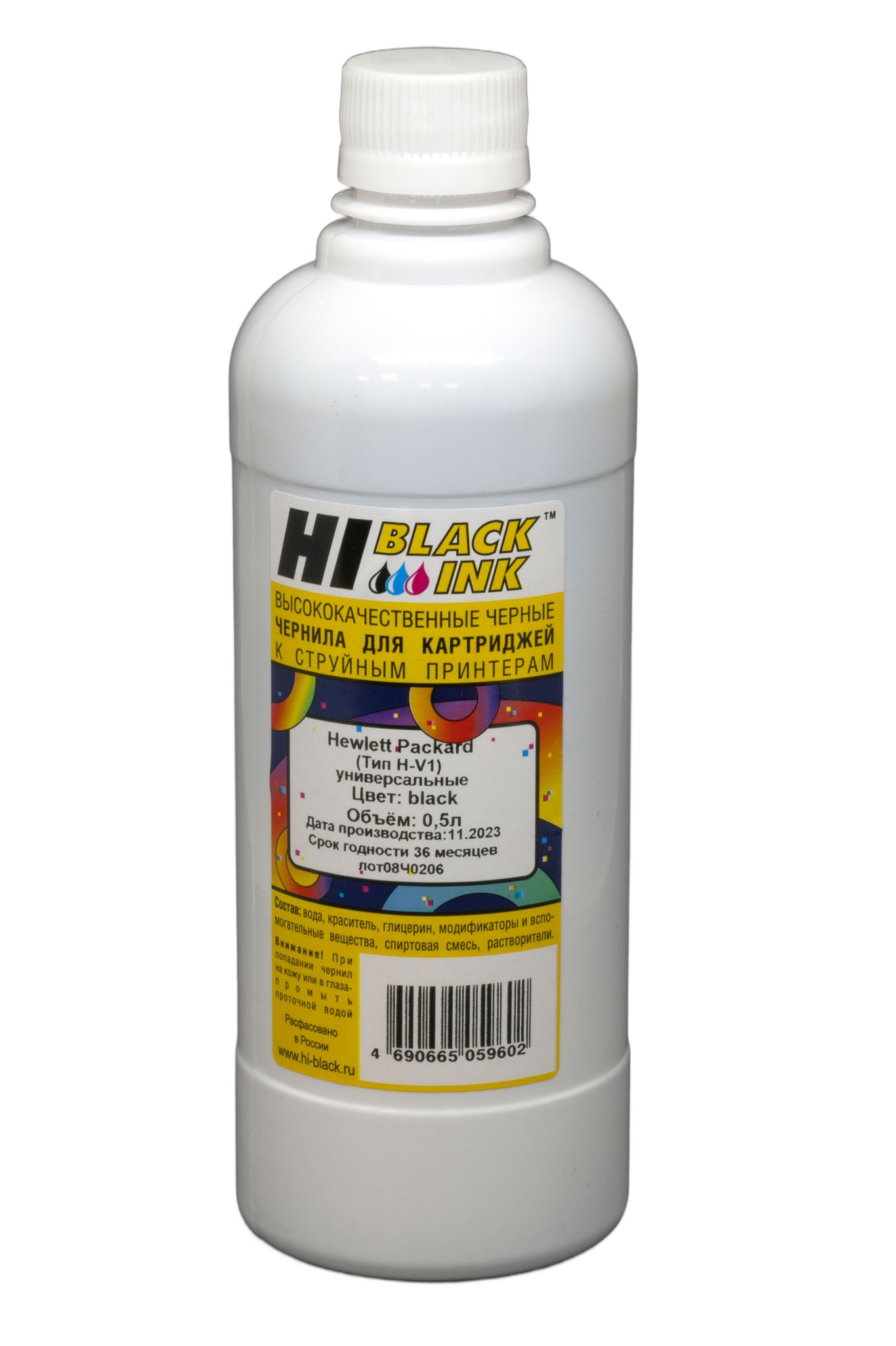 Чернила универсальные Hi-Black для HP, Тип H-V1, водные, чёрные (500 мл.)