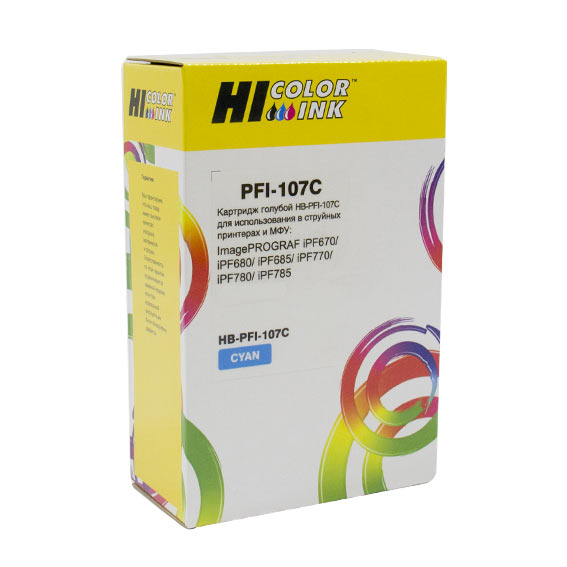 Картридж Hi-Black (HB-PFI-107C) для Canon imagePROGRAF iPF670/ iPF680/ iPF685/ iPF780/ iPF785, голубой