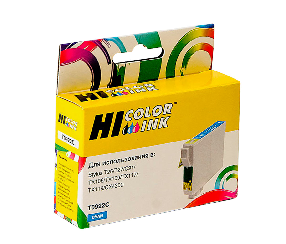 Картридж Hi-Black (HB-T0922) для Epson Stylus C91/ CX4300/ T26/ TX106/ TX109, голубой