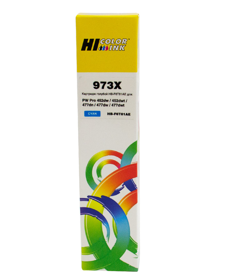 Картридж Hi-Black (HB-F6T81AE) для HP PageWide Pro 477dw/ 452dw, №973X, голубой