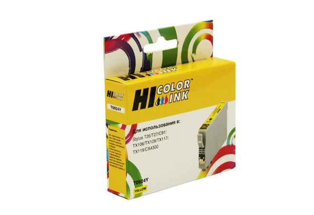 Картридж Hi-Black (HB-T0924) для Epson Stylus C91/ CX4300/ T26/ TX106/ TX109, жёлтый