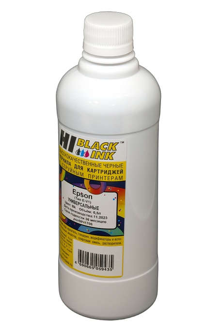 Чернила универсальные Hi-Black для Epson, Тип E-V1, водные, чёрные (500 мл.)