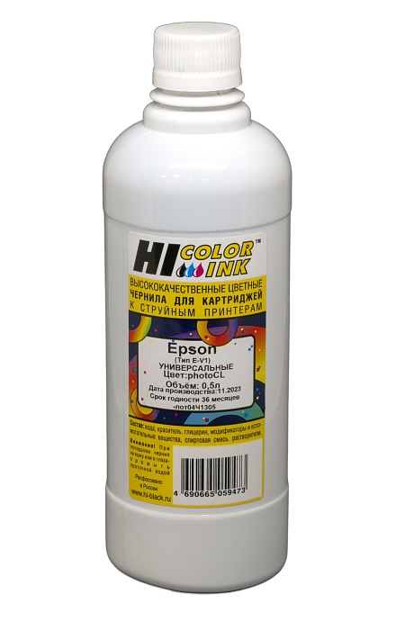 Чернила универсальные Hi-Black для Epson, Тип E-V1, водные, светло-голубые (500 мл.)
